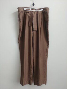 NEW WITH TAGS Vince size 16 silky pants trousers with belt olive taupe brown